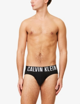 Calvin Klein Mens  Intense Power Low-rise Pack Of Three Cotton-blend Stretch-jersey Briefs In Blk,grey Heath,med