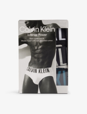 Calvin Klein Mens  Intense Power Low-rise Pack Of Three Cotton-blend Stretch-jersey Briefs In Blk,grey Heath,med