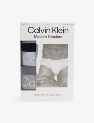 CALVIN KLEIN: Modern Structure pack of three stretch-recycled-cotton blend briefs