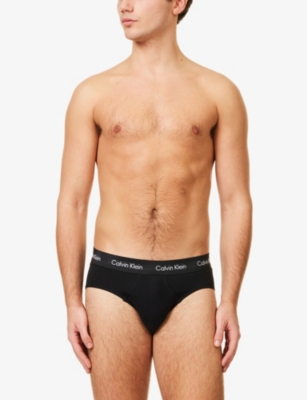Calvin Klein Mens  Hip Low-rise Classic-fit Pack Of Three Cotton-jersey Briefs In Blk, Diam Grey,ston