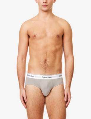Calvin Klein Mens  Modern Cotton Hip Low-rise Cotton-blend Jersey Briefs In Rusted Root,blk,r Ridge