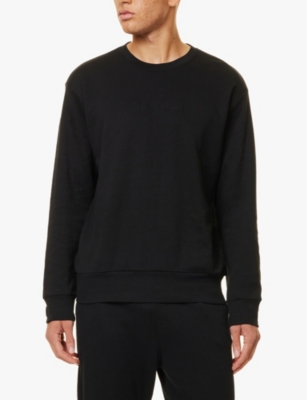 CALVIN KLEIN: Crewneck embroidered-branded cotton-blend sweatshirt