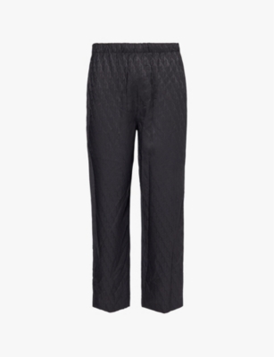 Mens Calvin Klein Elasticated-Waistband Brand-Monogram Satin Pyjama Trousers
