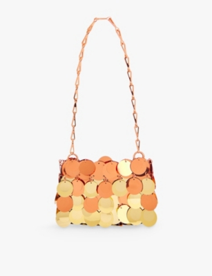 Shop Rabanne Womens Sparkle Disc Sequin Shoulder Bag Copper/gold