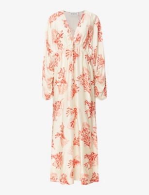 MALINA: Kimberly V-neck satin maxi dress