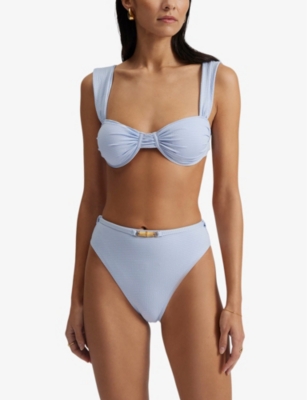 Shop Malina Womens Pastel Blue Sirine High-rise Stretch-recycled-nylon Bikini Bottoms