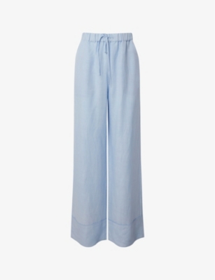 Malina Womens Pastel Blue Maisie Wide-leg Linen-blend Trousers