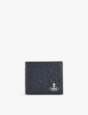 VIVIENNE WESTWOOD: Logo-plaque geometric-embossed leather wallet
