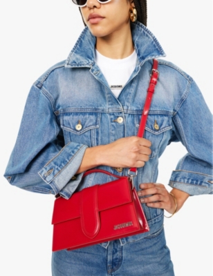 Shop Jacquemus Womens  Le Grand Bambino Leather Top-handle Bag In Red