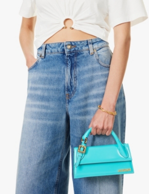 Shop Jacquemus Womens Turquoise Le Chiquito Long Boucle Leather Top-handle Bag