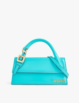 Shop Jacquemus Womens Turquoise Le Chiquito Long Boucle Leather Top-handle Bag