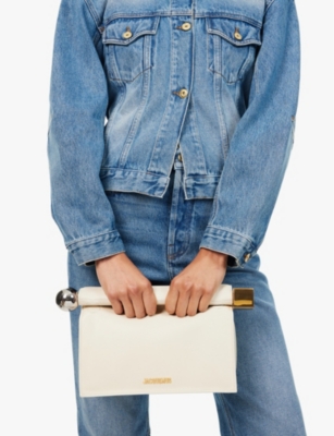 Jacquemus Womens Light Ivory La Pochette Rond Carré Leather Clutch Bag In Light Ivory