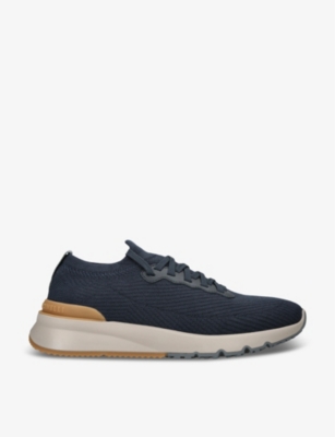 Mens Brunello Cucinelli Ribbed Wool-Knit Low-Top Trainers