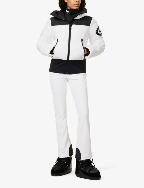Village hooded regular-fit stretch-woven down jacket