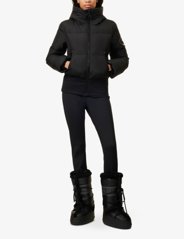 Village hooded regular-fit stretch-woven down jacket