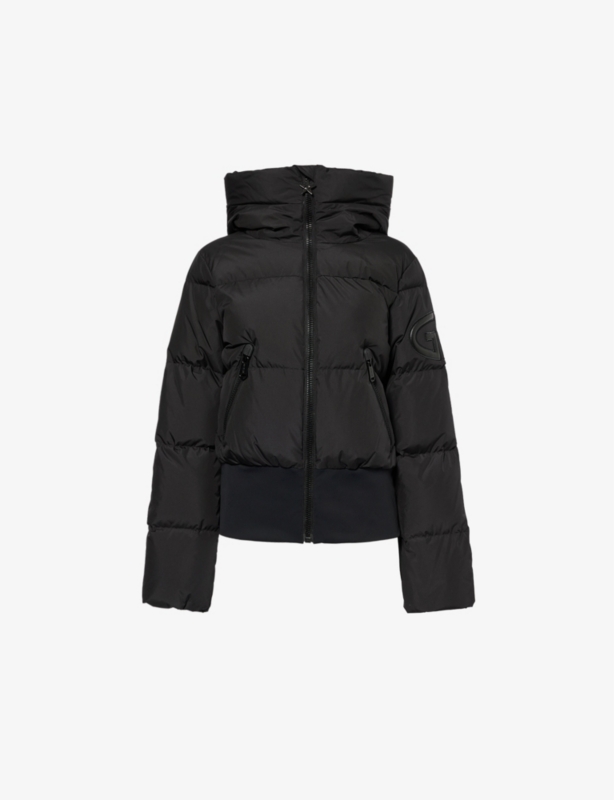Village hooded regular-fit stretch-woven down jacket