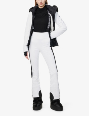 GOLDBERGH WOMENS 8000 WHITE HIGH END LOGO-STRAP STRETCH SKI TROUSERS