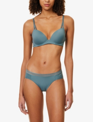 Calvin Klein Womens  Seductive Comfort Light Bikini Stretch-woven Brief In Blue Performance