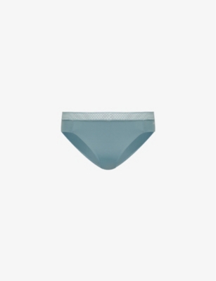 Calvin Klein Womens  Seductive Comfort Light Bikini Stretch-woven Brief In Blue Performance