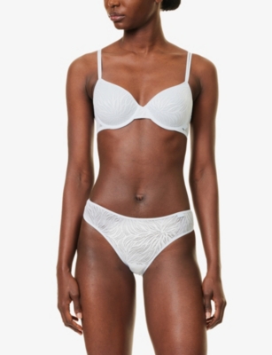 CALVIN KLEIN: Sheer Marquisette embroidered stretch-nylon blend briefs