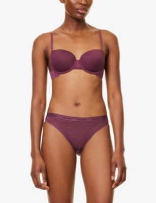 Modern branded-waistband pack of three stretch-woven bikini briefs