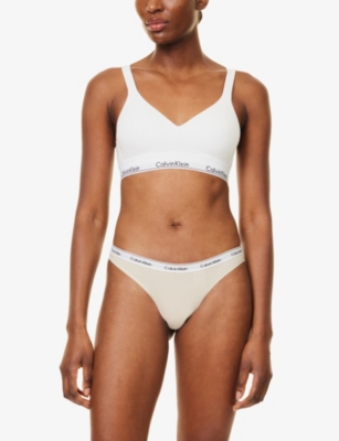 Shop Calvin Klein Womens Cocoon Modern Low-rise Stretch-cotton Thong Xl