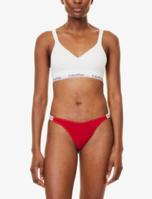 Shop Calvin Klein Womens Juneberry Modern Low-rise Stretch-cotton Thong