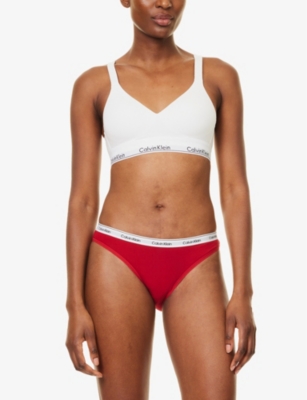 Calvin Klein Womens Modern Branded-waistband Stretch-cotton Jersey Briefs Juneberry In Juneberry