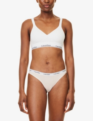 Calvin Klein Womens  Modern Logo Branded-waistband Pack Of Three Stretch-cotton Thong In Syrah/subdued/peach
