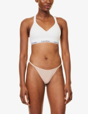 Shop Calvin Klein Womens Cedar Ideal Branded-waistband Stretch-woven Thong