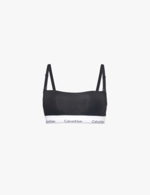 Calvin Klein Womens  Modern Logo-underband Organic-cotton And Modal-blend Bra In Black