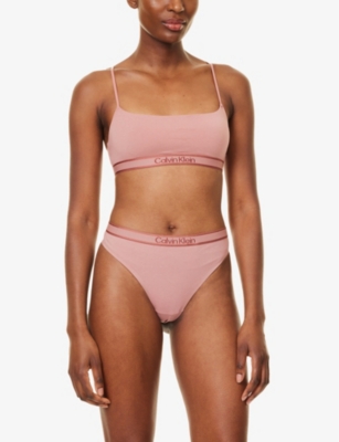 Shop Calvin Klein Womens Red/apple Butter Logo High-rise Branded-waistband Stretch-cotton Blend Thong