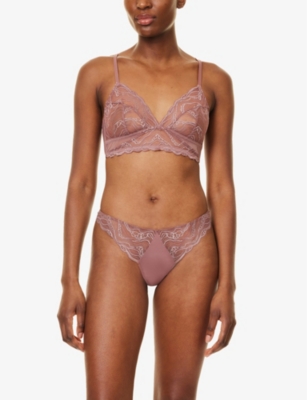 CALVIN KLEIN: Instinct lace-panel stretch-mesh triangle bralette