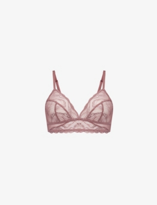CALVIN KLEIN: Instinct lace-panel stretch-mesh triangle bralette