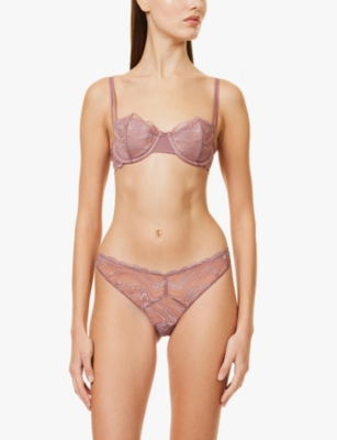 Shop Calvin Klein Womens Ck Instinct Balconette Underwired Sheer Lace Bra Vintage Pink