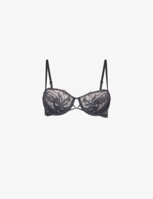 Calvin Klein Womens Black Balconette Unlined Underwired Lace Bra