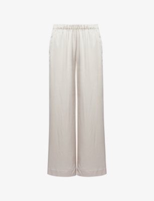 Calvin Klein Womens Elasticated-waist Wide-leg Satin Trousers Cocoon In Cocoon