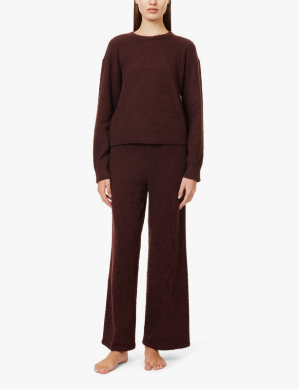 Round-neck long-sleeve fleece jumper