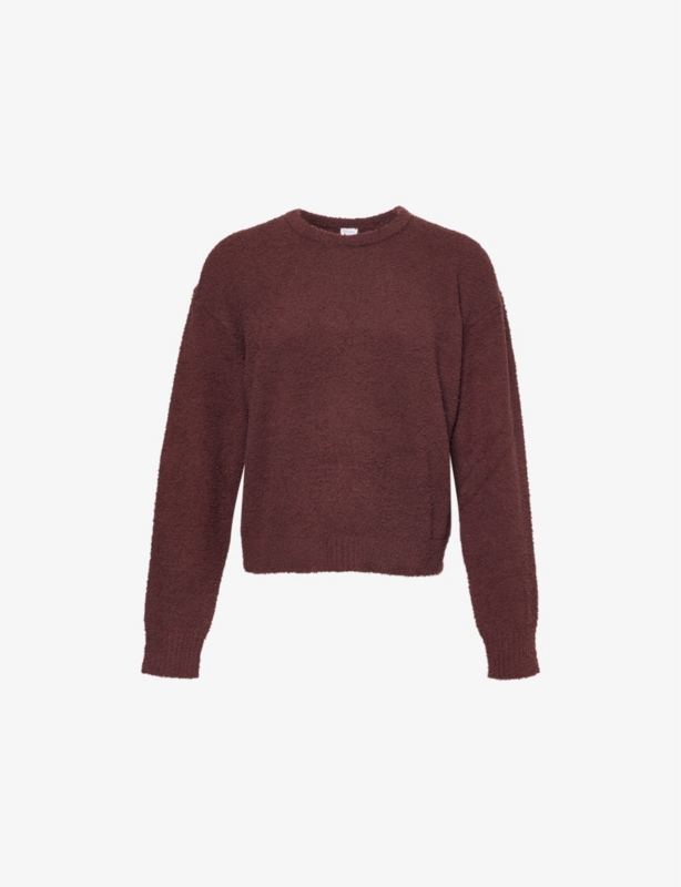 Round-neck long-sleeve fleece jumper
