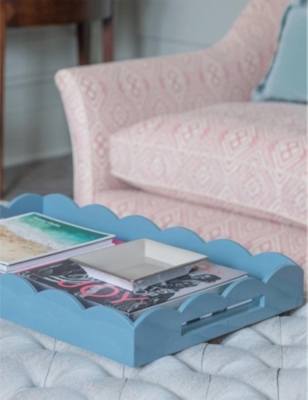 ADDISON ROSS LONDON: Scalloped-edge square lacquered tray 44cm x 66cm