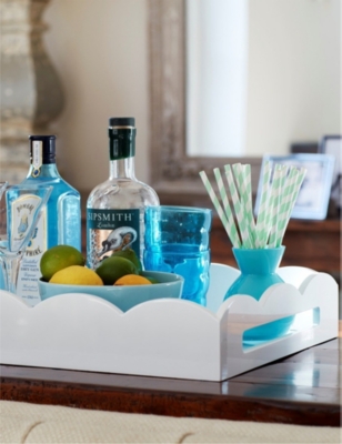 ADDISON ROSS LONDON: Scalloped-edge square lacquered tray 43cm x 33cm