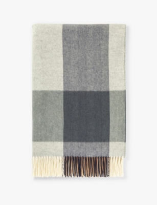 JOHNSTONS OF ELGIN: Block border wool throw 190 x 140cm
