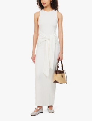 Shop 4th & Reckless Womens Adanna Tie-waist Stretch-jersey Maxi Dress Cream