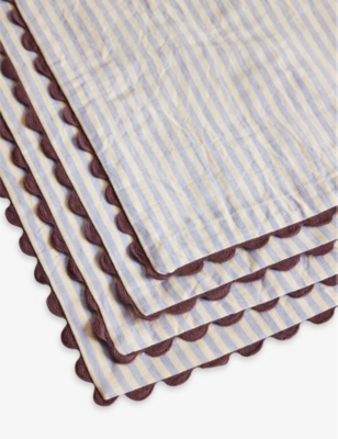Soho Home Blythe Striped Linen And Cotton Napkins Set Of Four In Blue