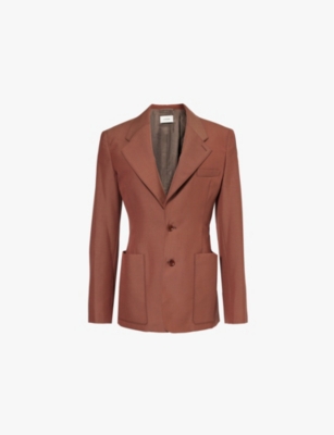 Shop Lemaire Womens Tailored Single-breasted Woven Blazer Rosy Brown