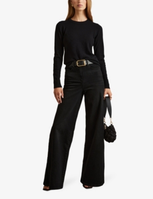 REISS: Wide-leg relaxed-fit high-rise stretch-denim jeans