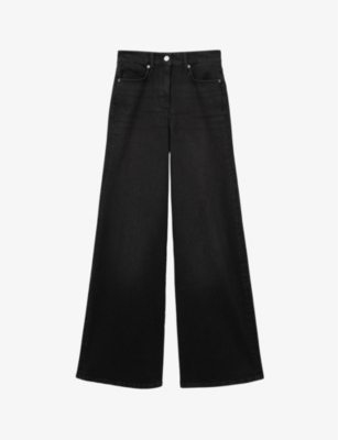 REISS: Wide-leg relaxed-fit high-rise stretch-denim jeans