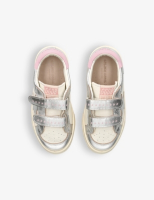 GOLDEN GOOSE: Kids' May School Star metallic-leather low-top trainers