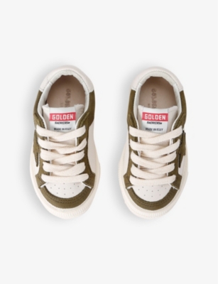 GOLDEN GOOSE: Kids' May star-embroidered low-top leather trainers