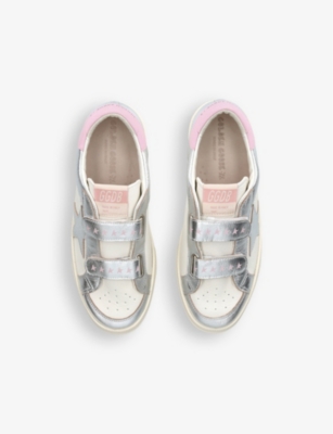 GOLDEN GOOSE: Kids' May School leather low-top trainers